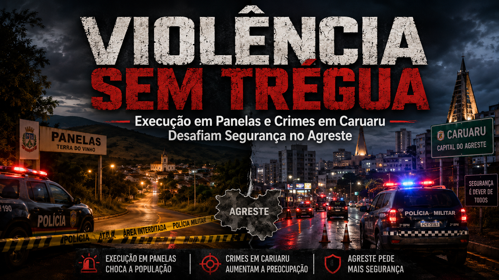 Violência Sem Trégua: Execução em Panelas e Crimes em Caruaru Desafiam Segurança no Agreste